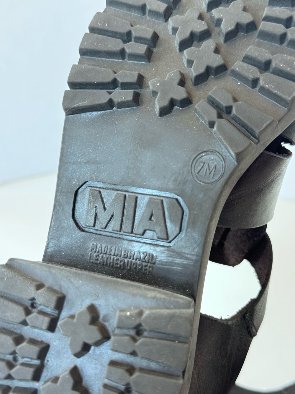 Vintage 90s MIA Y2K Brown Leather Fisherman Sandals Strappy Chunky Platform Shoe - Picture 9 of 10